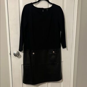 LBD with faux leather skirt